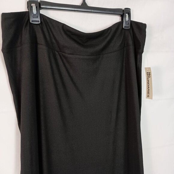 No Boundaries Ribbed Knit Black Maxi Skirt XXL 20 NWT Side Slit Long Stretch - Picture 4 of 7